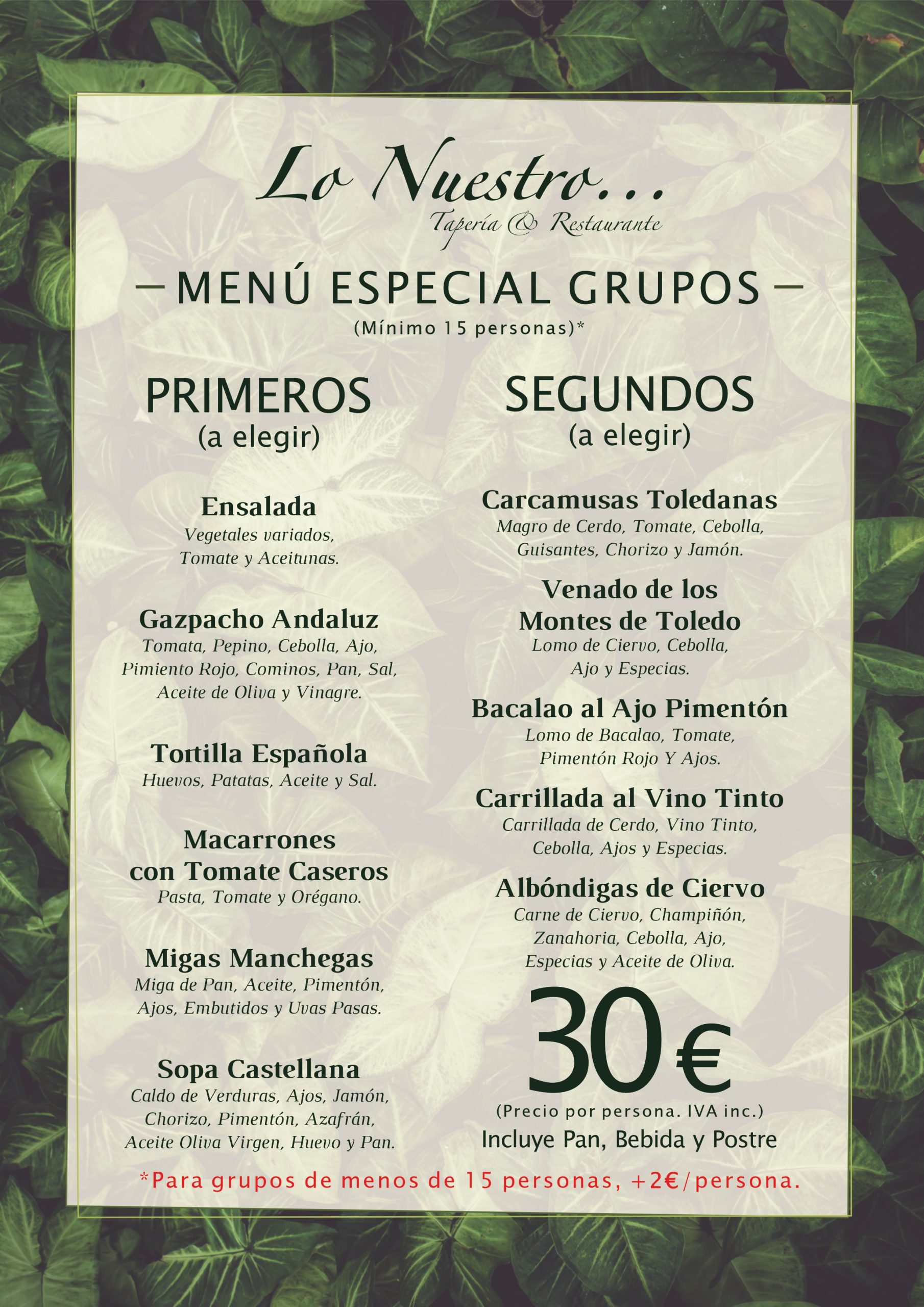 Menú Grupos